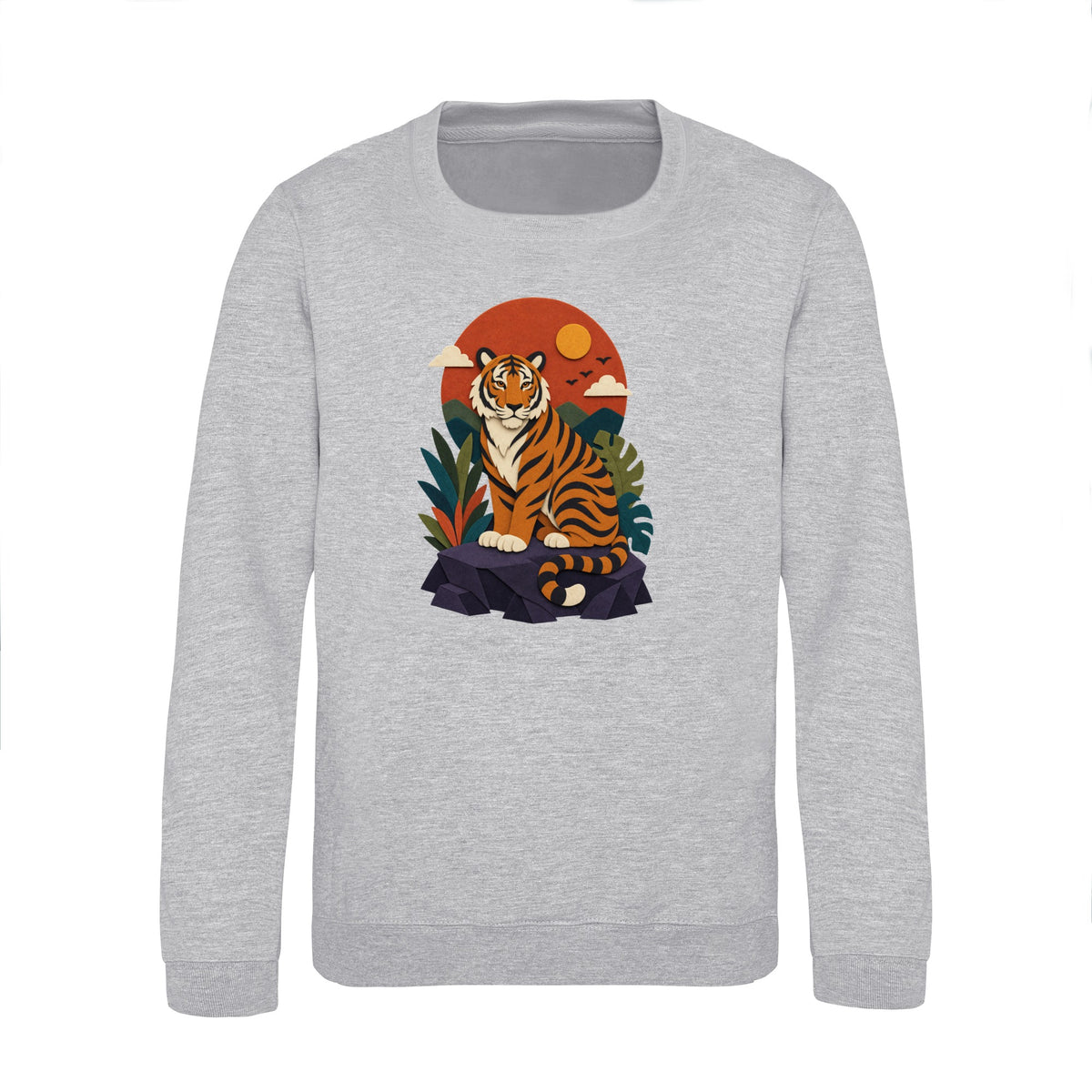 Tiger at Dusk Kids' Sweatshirt - Felt & Fauna Heather Grey colour variant image