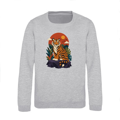 Tiger at Dusk Kids' Sweatshirt - Felt & Fauna Heather Grey colour variant image