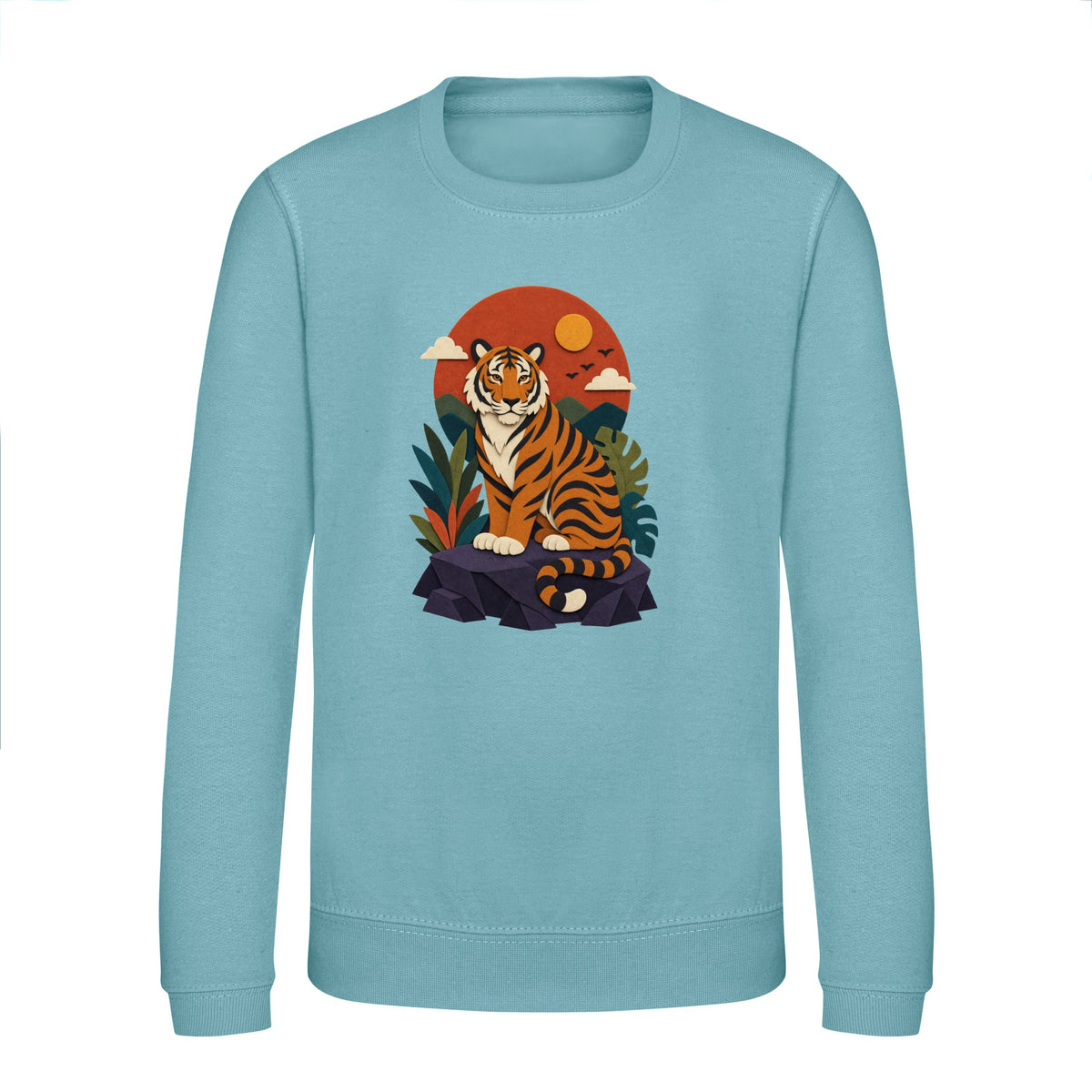 Tiger at Dusk Kids' Sweatshirt - Felt & Fauna Seafoam colour variant image