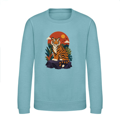 Tiger at Dusk Kids' Sweatshirt - Felt & Fauna Seafoam colour variant image