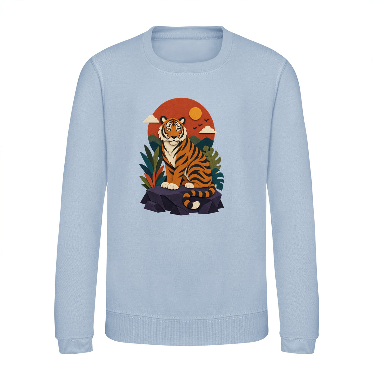 Tiger at Dusk Kids' Sweatshirt - Felt & Fauna Sky Blue colour variant image