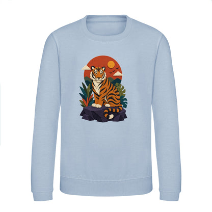 Tiger at Dusk Kids' Sweatshirt - Felt & Fauna Sky Blue colour variant image