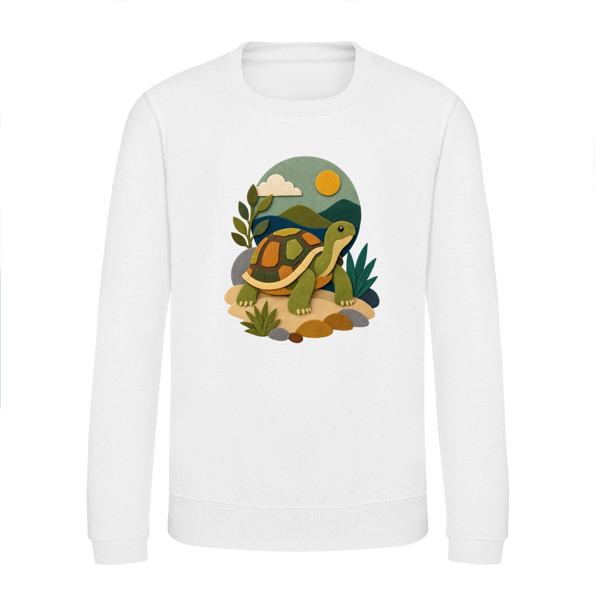 Tortoise on the Trail Kids' Sweatshirt - Felt & Fauna Arctic White colour variant image