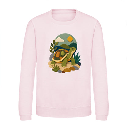 Tortoise on the Trail Kids' Sweatshirt - Felt & Fauna Baby Pink colour variant image