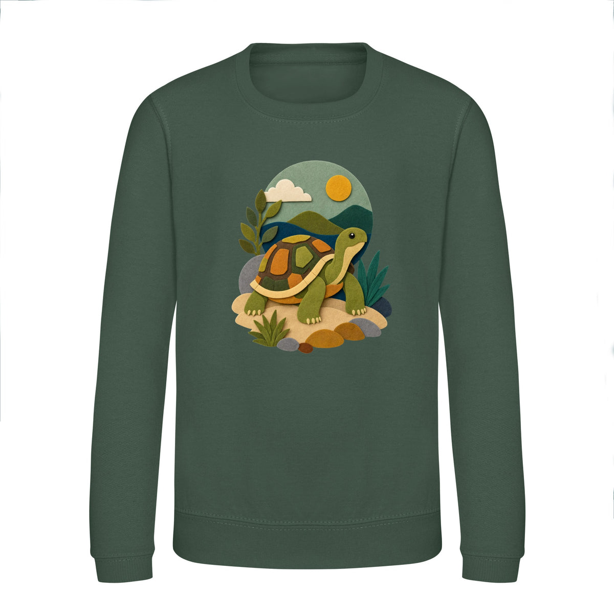Tortoise on the Trail Kids' Sweatshirt - Felt & Fauna Bottle Green colour variant image