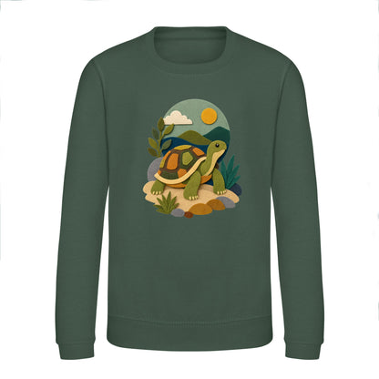 Tortoise on the Trail Kids' Sweatshirt - Felt & Fauna Bottle Green colour variant image