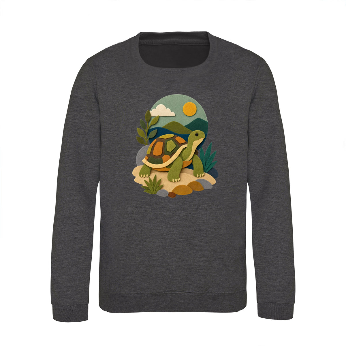 Tortoise on the Trail Kids' Sweatshirt - Felt & Fauna Charcoal colour variant image