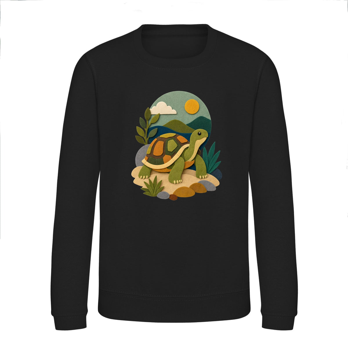 Tortoise on the Trail Kids' Sweatshirt - Felt & Fauna Deep Black colour variant image