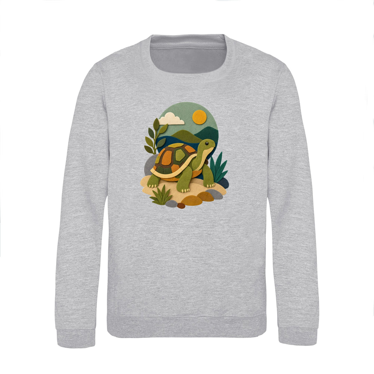 Tortoise on the Trail Kids' Sweatshirt - Felt & Fauna Heather Grey colour variant image