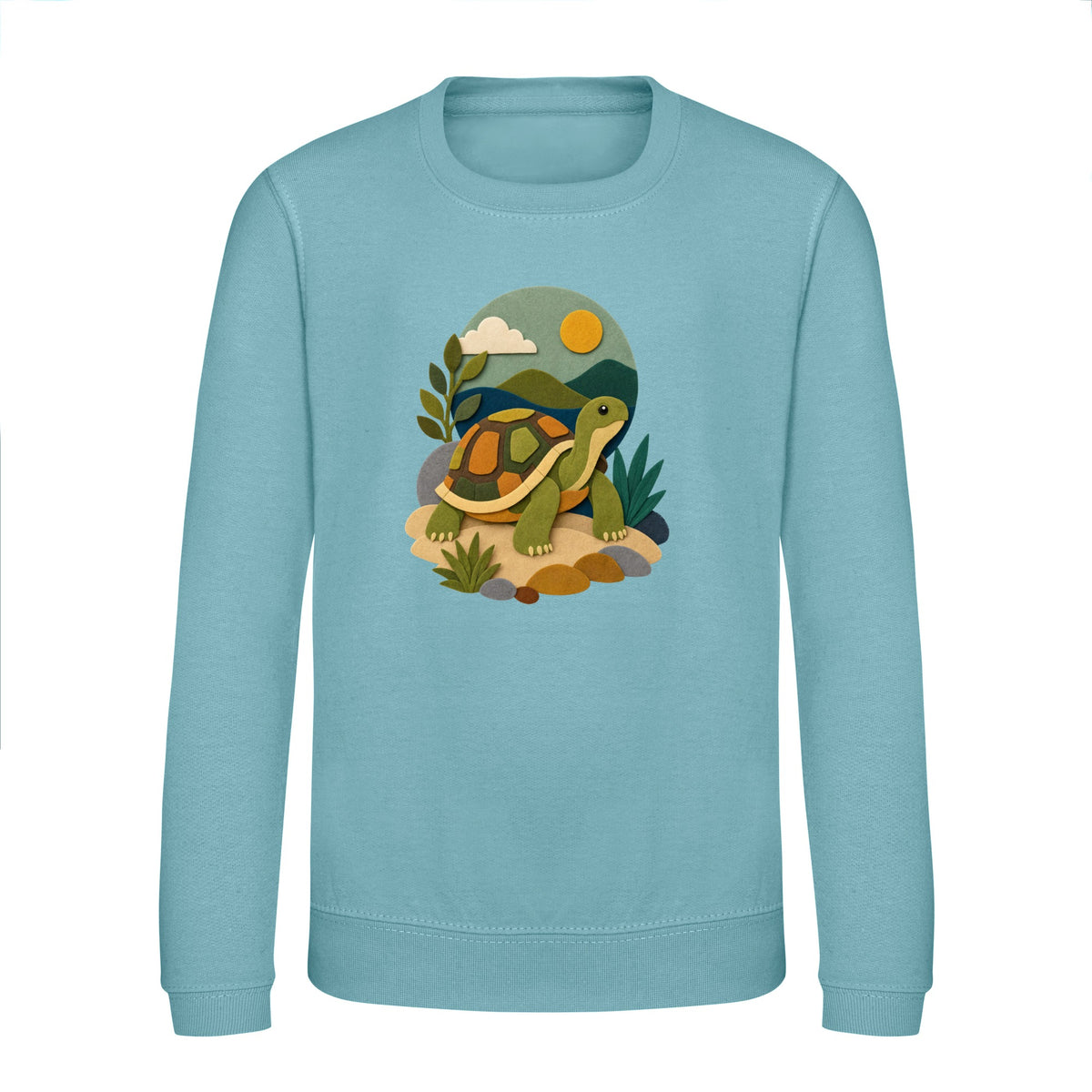Tortoise on the Trail Kids' Sweatshirt - Felt & Fauna Seafoam colour variant image