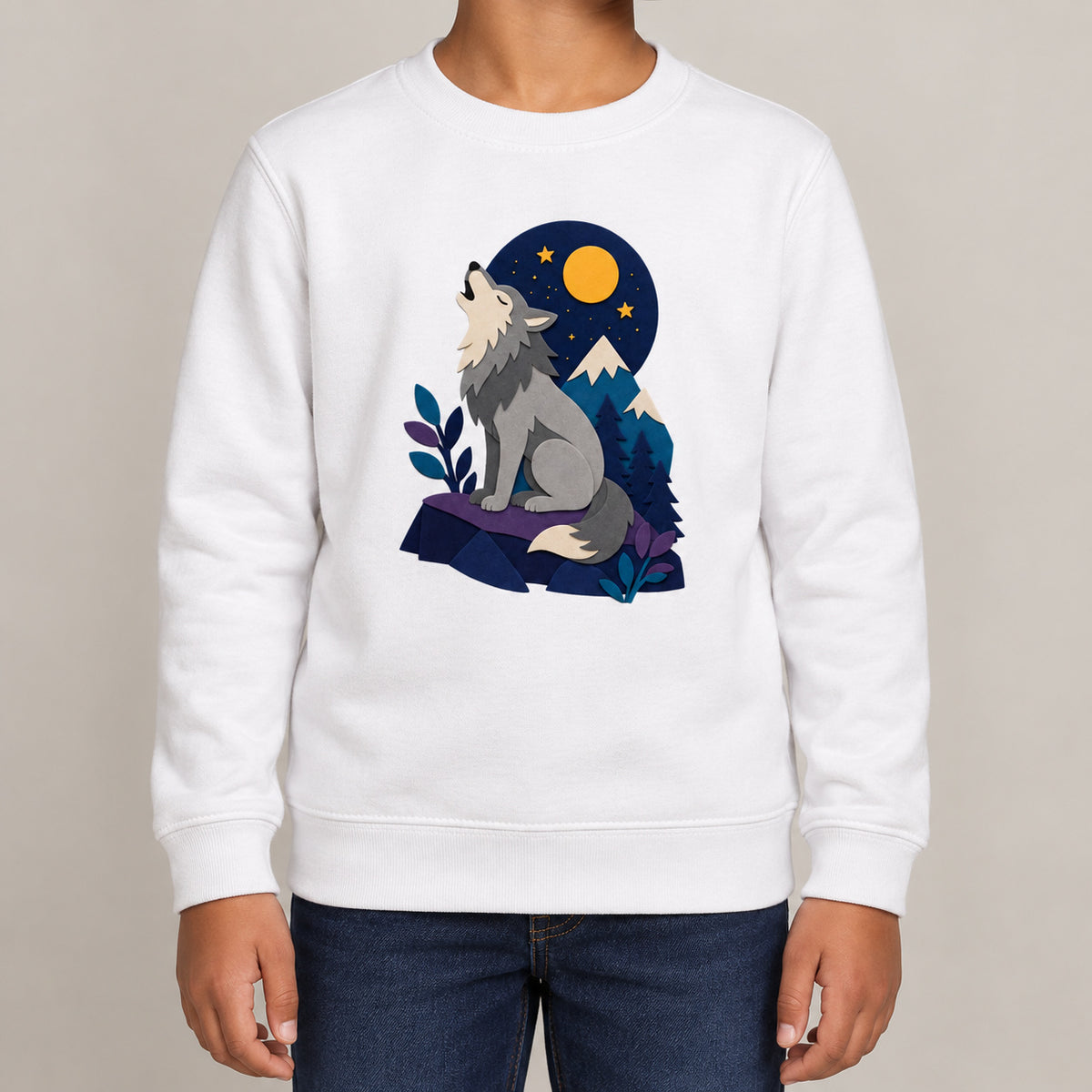 Wolf Beneath the Moon Kids' Sweatshirt - Felt & Fauna lead image