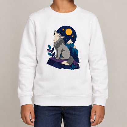 Wolf Beneath the Moon Kids' Sweatshirt - Felt & Fauna lead image