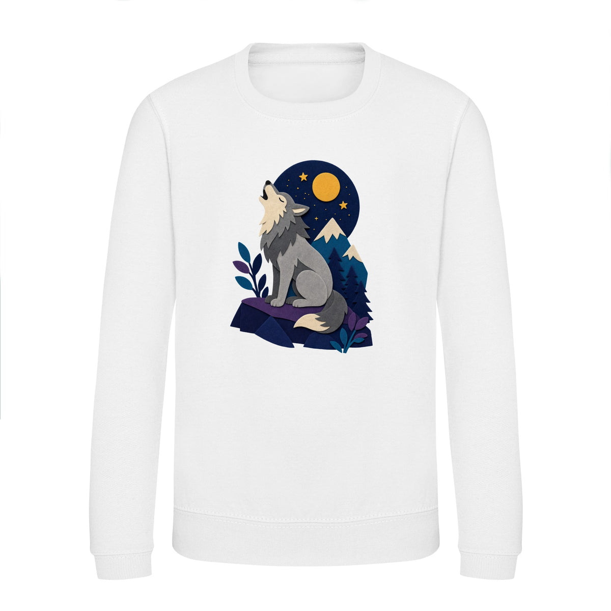 Wolf Beneath the Moon Kids' Sweatshirt - Felt & Fauna Arctic White colour variant image
