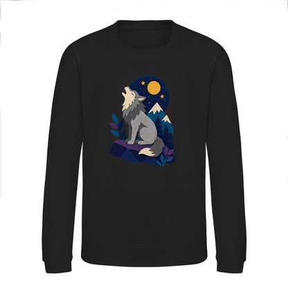 Wolf Beneath the Moon Kids' Sweatshirt - Felt & Fauna Deep Black colour variant image