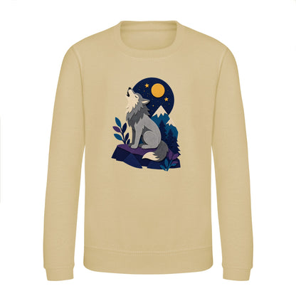 Wolf Beneath the Moon Kids' Sweatshirt - Felt & Fauna Desert Sand colour variant image