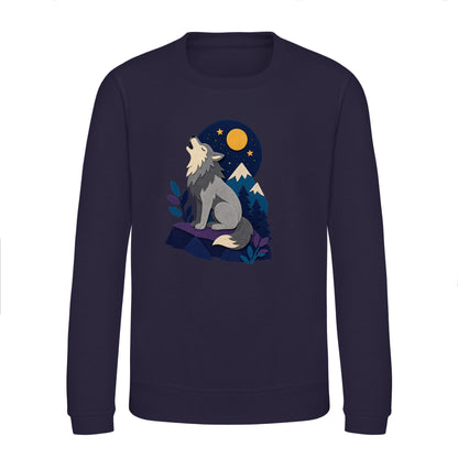 Wolf Beneath the Moon Kids' Sweatshirt - Felt & Fauna French Navy colour variant image