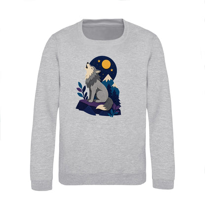 Wolf Beneath the Moon Kids' Sweatshirt - Felt & Fauna Heather Grey colour variant image