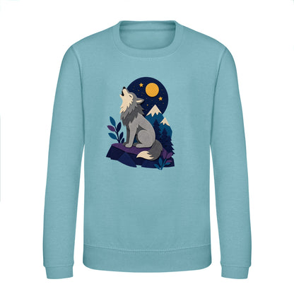 Wolf Beneath the Moon Kids' Sweatshirt - Felt & Fauna Seafoam colour variant image