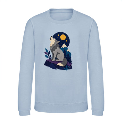 Wolf Beneath the Moon Kids' Sweatshirt - Felt & Fauna Sky Blue colour variant image