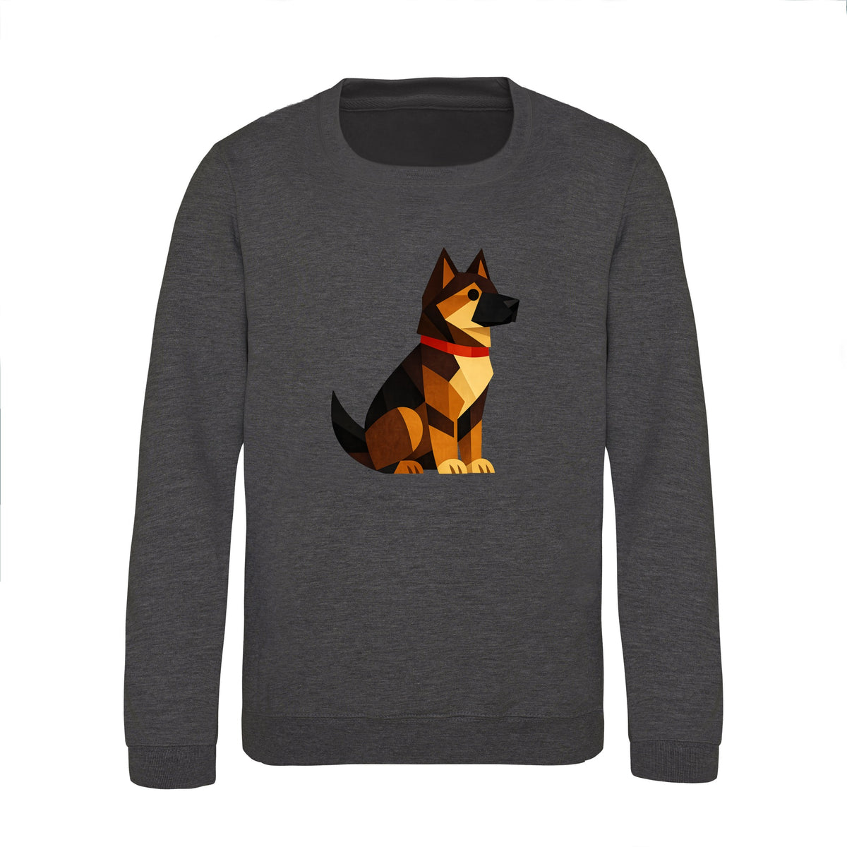 Watchful German Shepherd Kids' Sweatshirt - Prism Kingdom Charcoal colour variant image