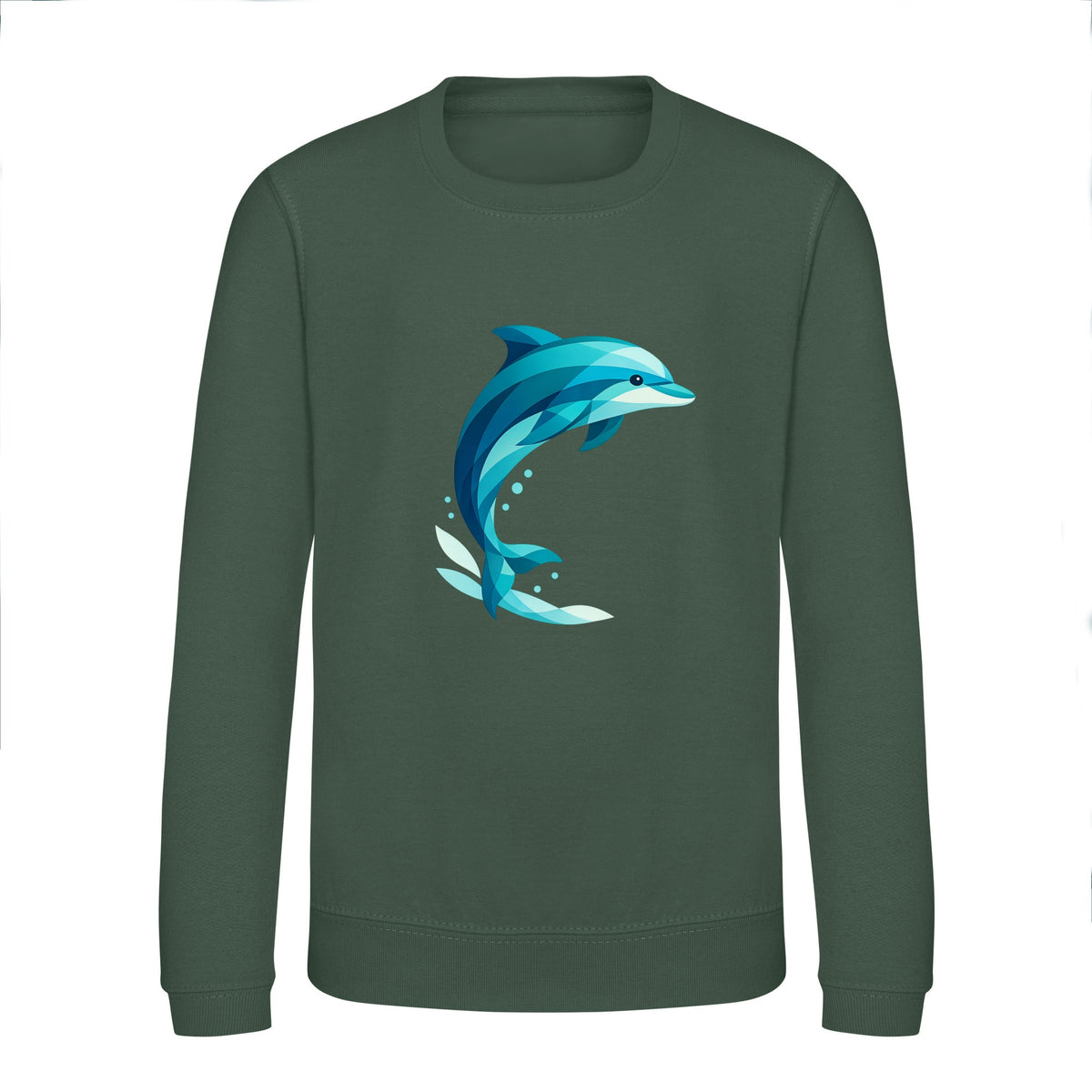 Dolphin in Motion Kids' Sweatshirt - Prism Kingdom Bottle Green colour variant image