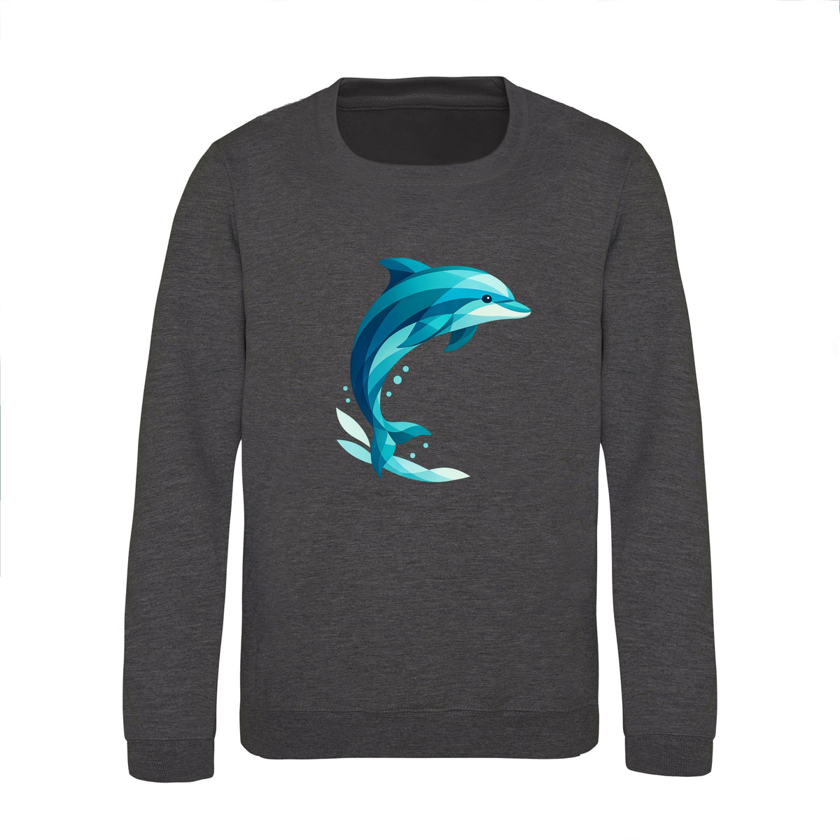Dolphin in Motion Kids' Sweatshirt - Prism Kingdom Charcoal colour variant image