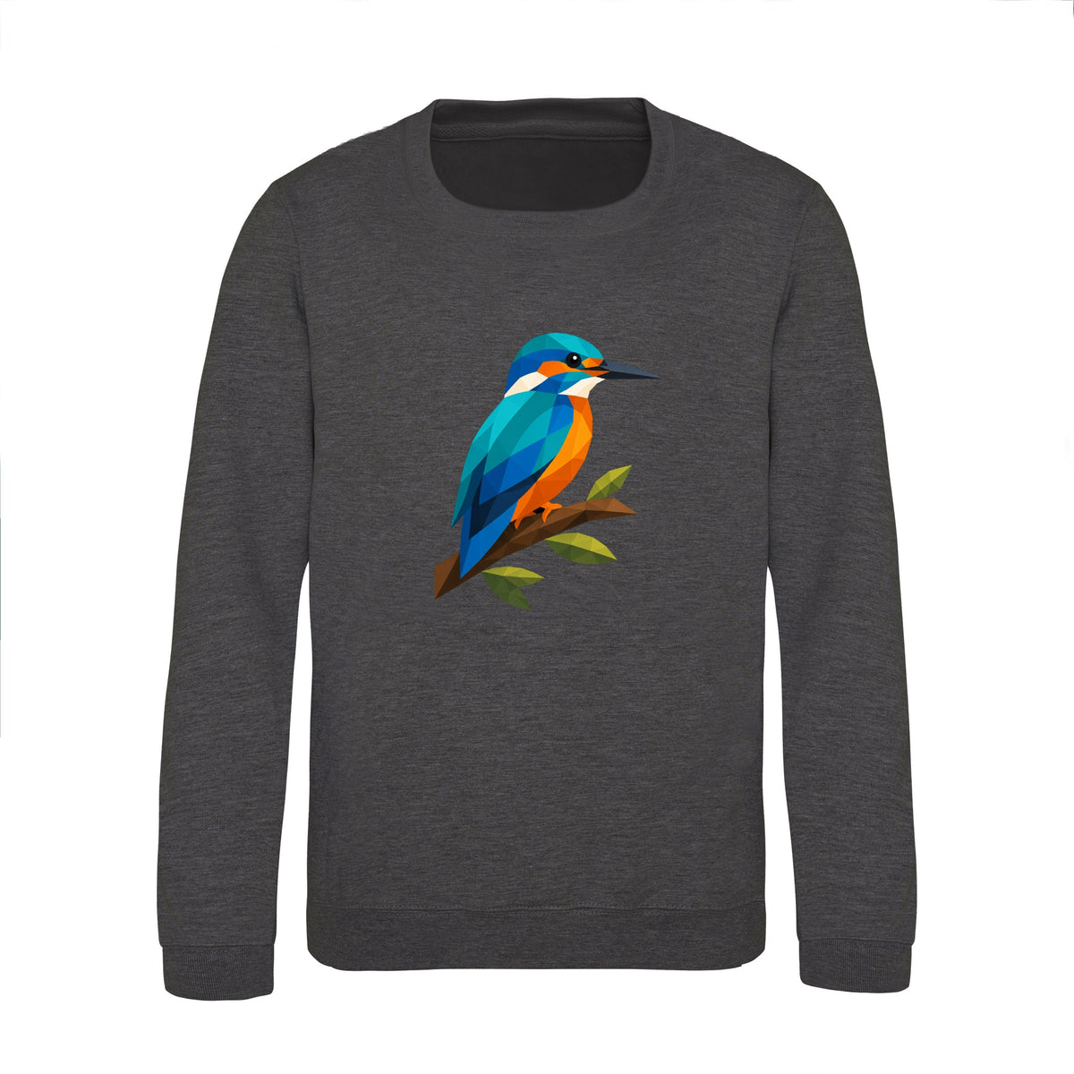 Kingfisher Among Reeds Kids' Sweatshirt - Prism Kingdom Charcoal colour variant image