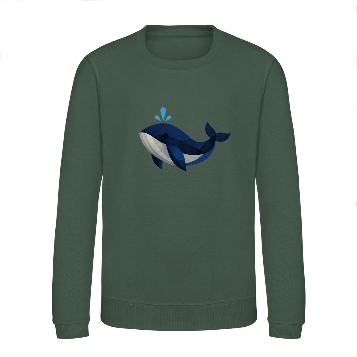 Whale in Blue Kids' Sweatshirt - Prism Kingdom Bottle Green colour variant image