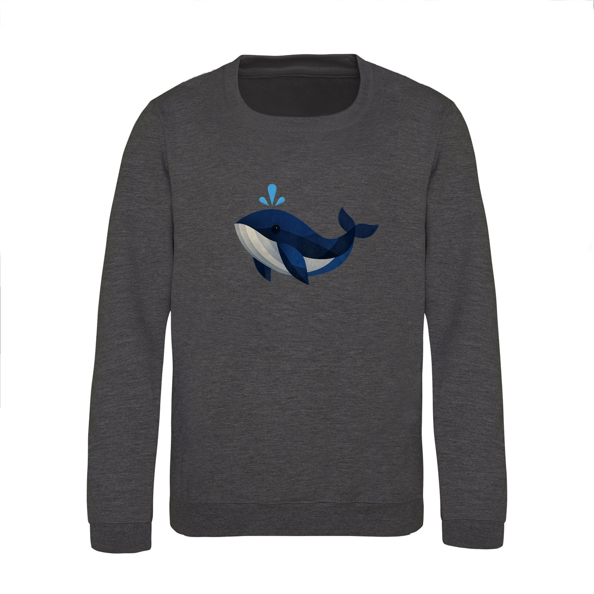 Whale in Blue Kids' Sweatshirt - Prism Kingdom Charcoal colour variant image