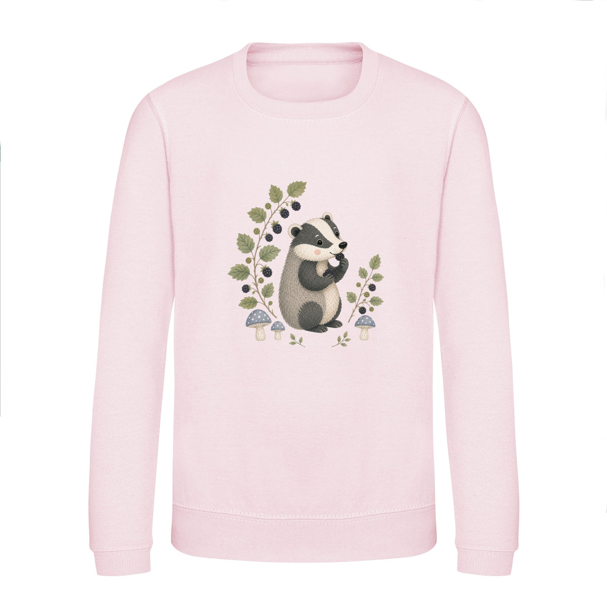 Badger's Blackberry Kids' Sweatshirt - Once Upon a Woodland Baby Pink colour variant image