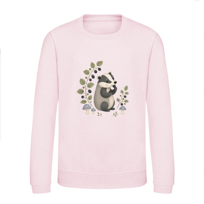 Badger's Blackberry Kids' Sweatshirt - Once Upon a Woodland Baby Pink colour variant image