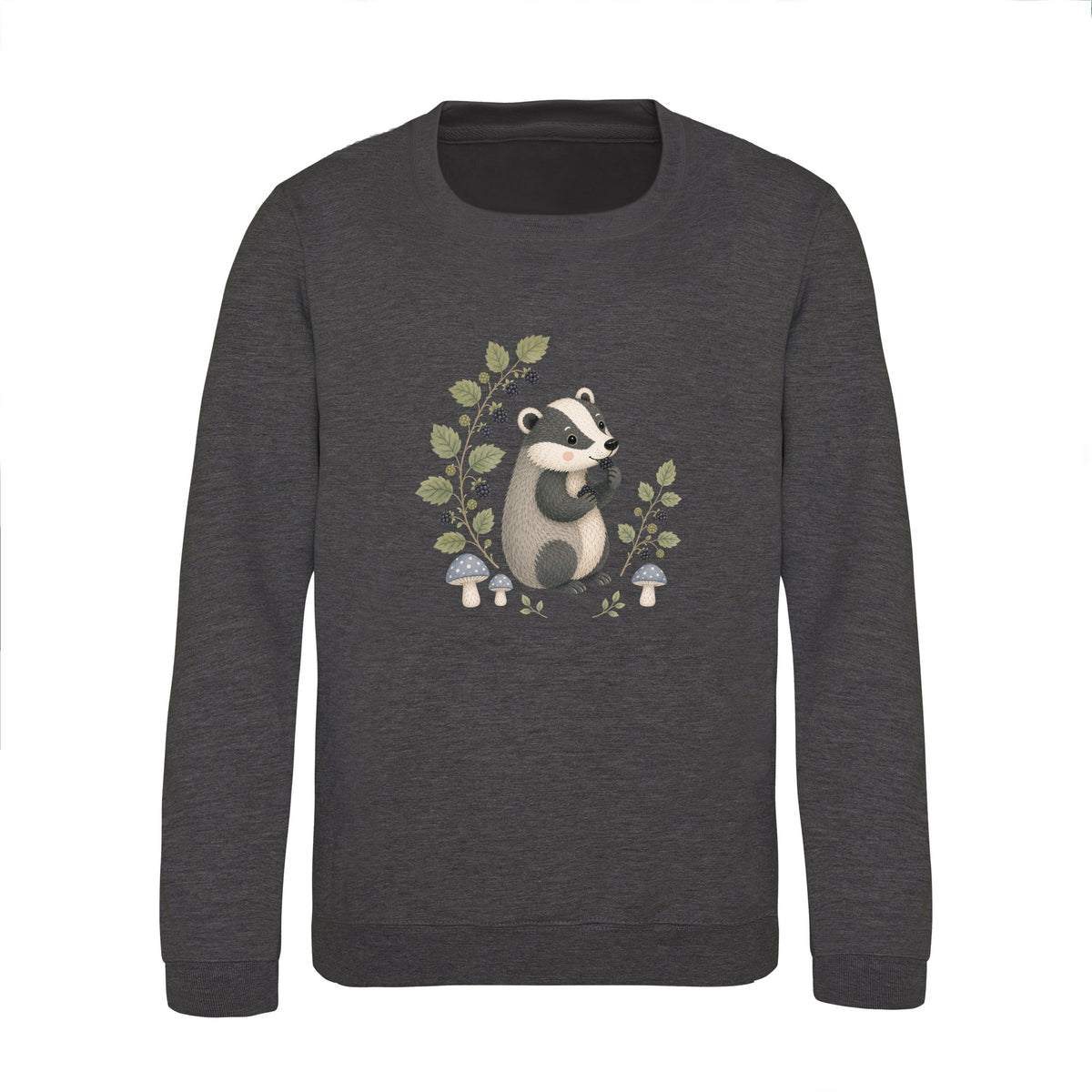 Badger's Blackberry Kids' Sweatshirt - Once Upon a Woodland Charcoal colour variant image