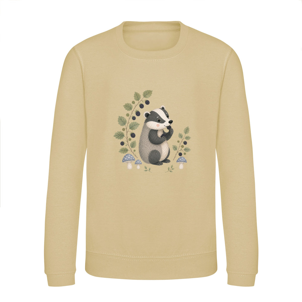 Badger's Blackberry Kids' Sweatshirt - Once Upon a Woodland Desert Sand colour variant image