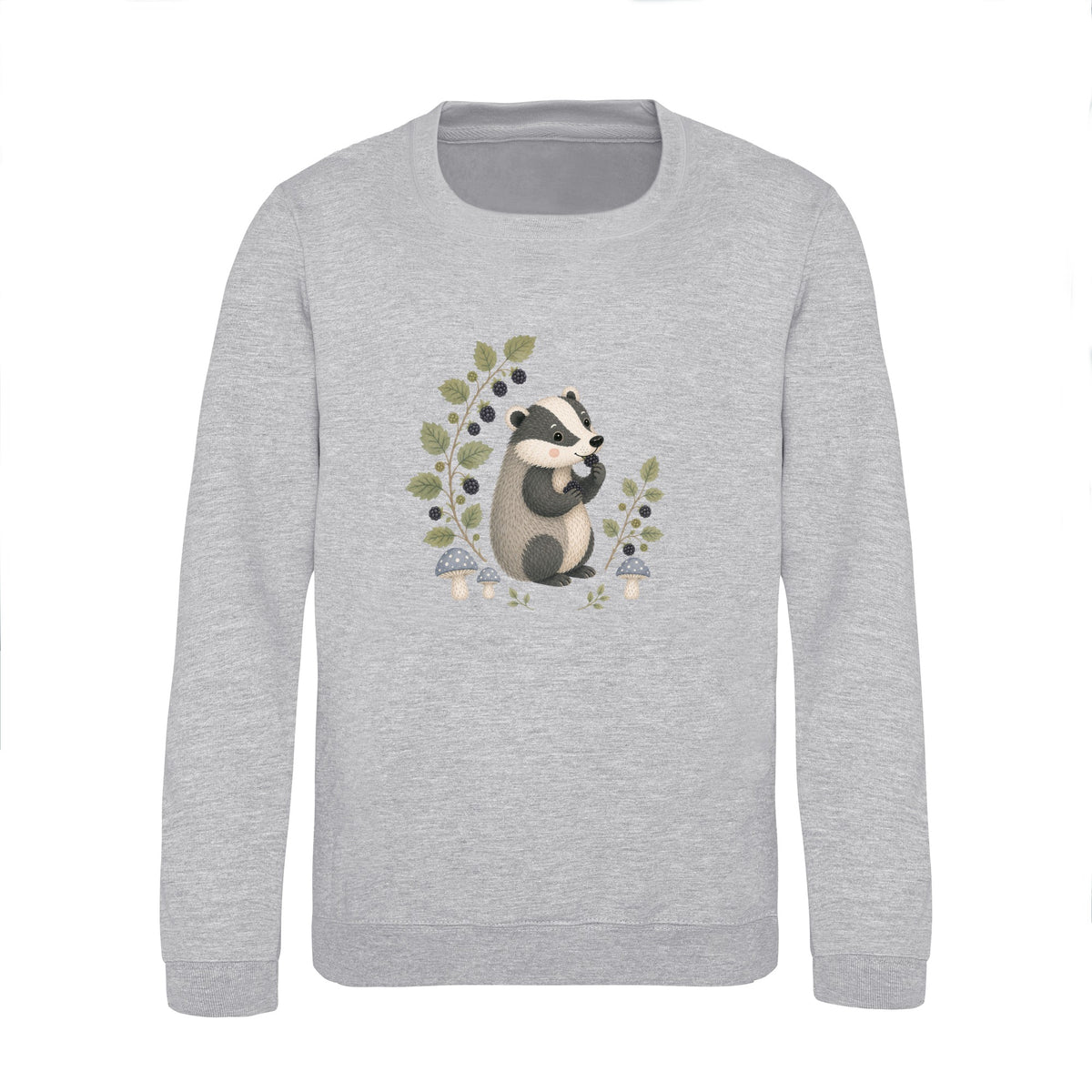 Badger's Blackberry Kids' Sweatshirt - Once Upon a Woodland Heather Grey colour variant image