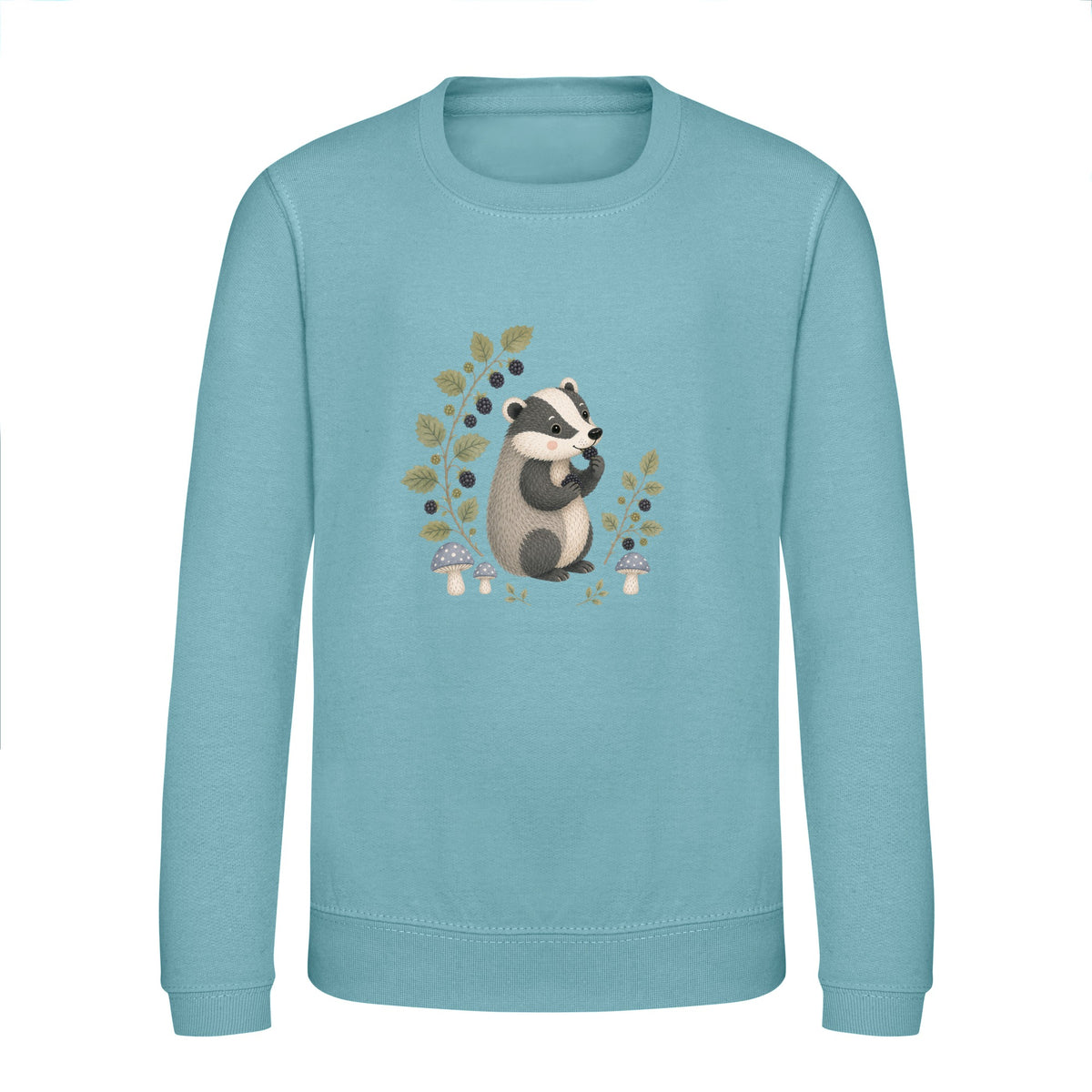 Badger's Blackberry Kids' Sweatshirt - Once Upon a Woodland Seafoam colour variant image