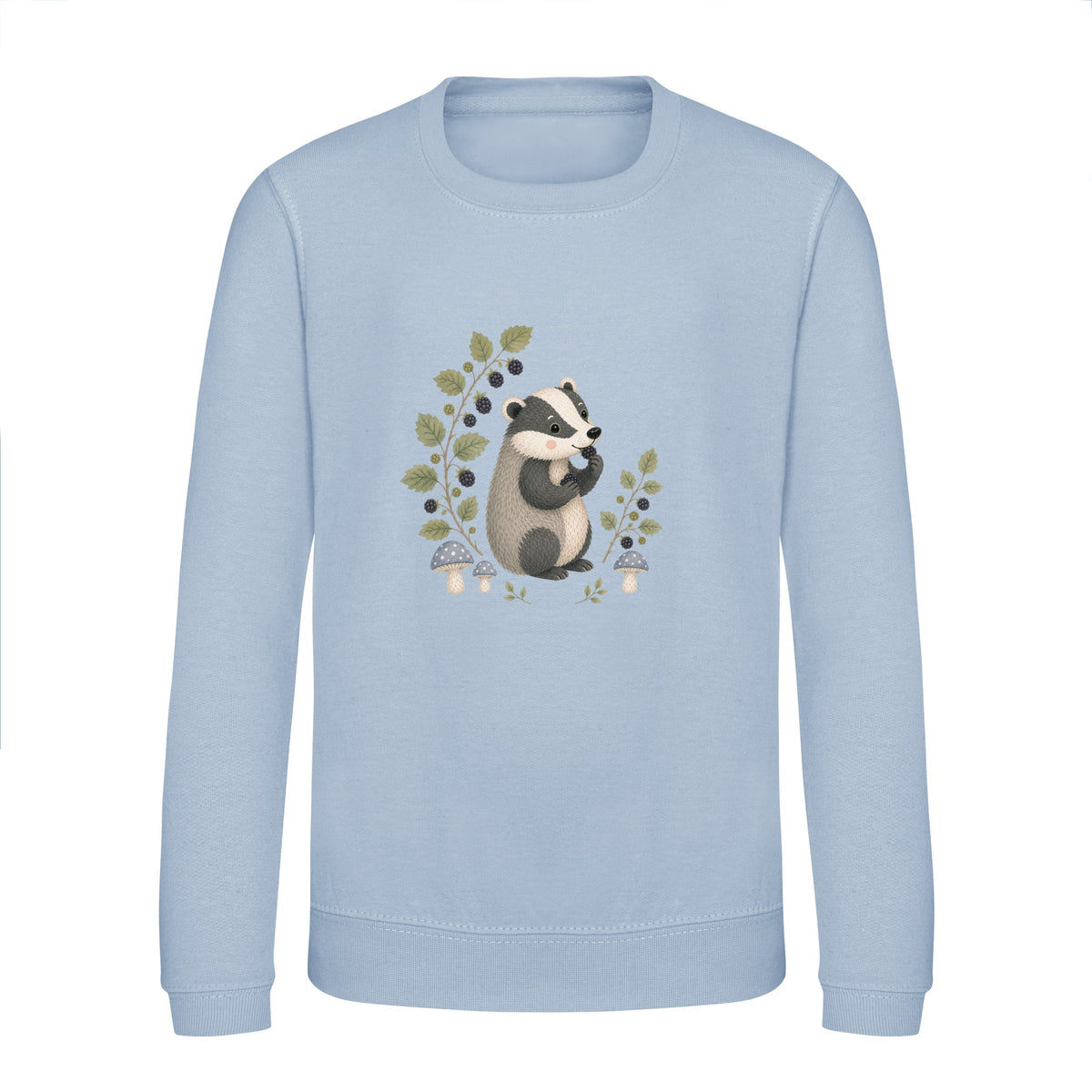 Badger's Blackberry Kids' Sweatshirt - Once Upon a Woodland Sky Blue colour variant image