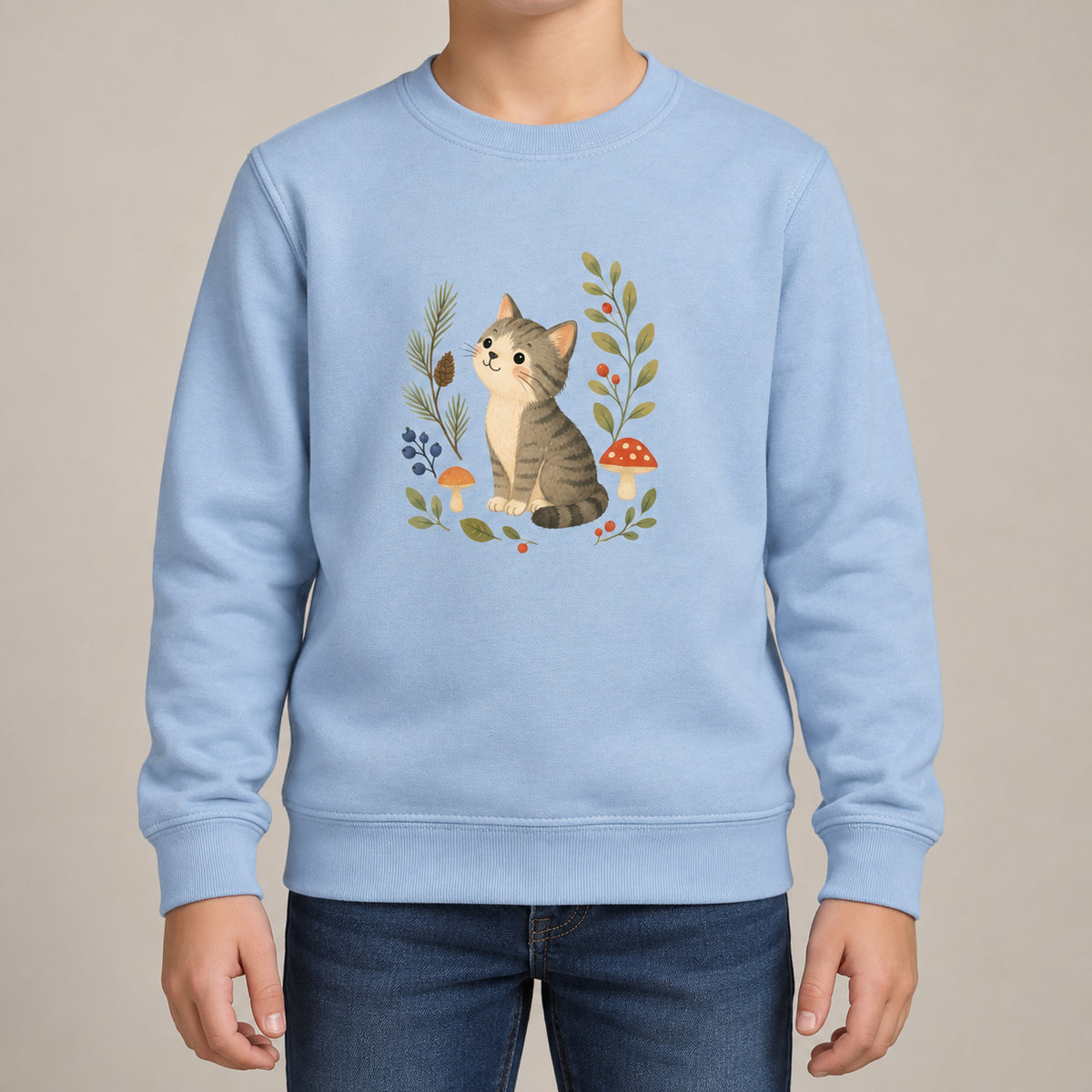 Kitten in the Pines Kids' Sweatshirt - Once Upon a Woodland lead image