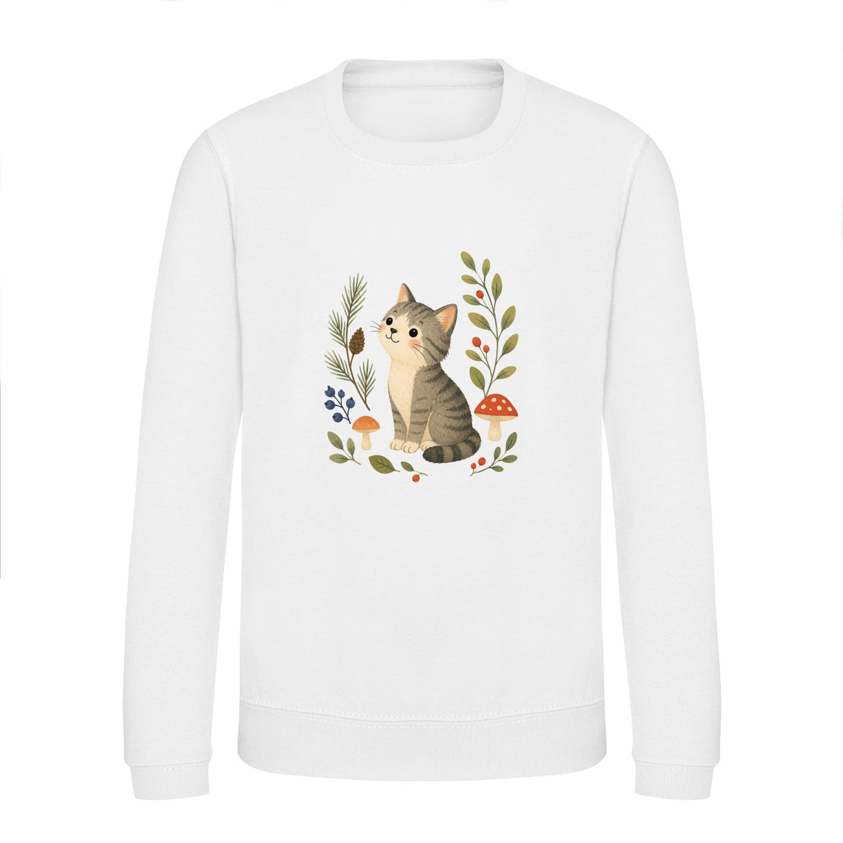 Kitten in the Pines Kids' Sweatshirt - Once Upon a Woodland Arctic White colour variant image