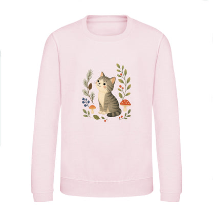 Kitten in the Pines Kids' Sweatshirt - Once Upon a Woodland Baby Pink colour variant image