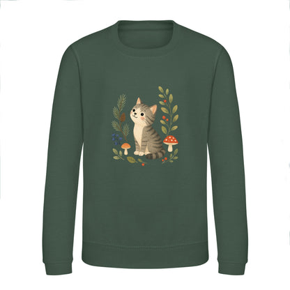 Kitten in the Pines Kids' Sweatshirt - Once Upon a Woodland Bottle Green colour variant image