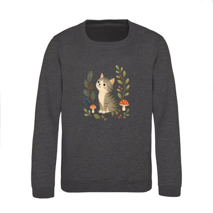 Kitten in the Pines Kids' Sweatshirt - Once Upon a Woodland Charcoal colour variant image