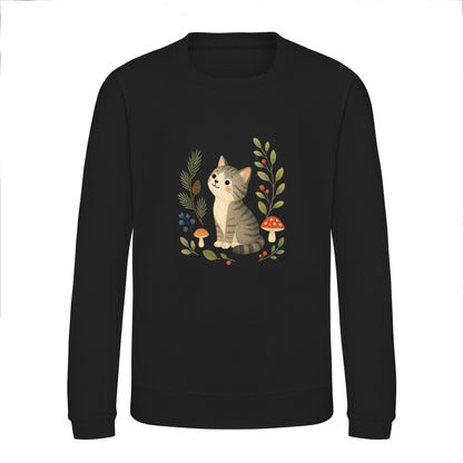 Kitten in the Pines Kids' Sweatshirt - Once Upon a Woodland Deep Black colour variant image