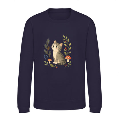Kitten in the Pines Kids' Sweatshirt - Once Upon a Woodland French Navy colour variant image