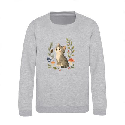 Kitten in the Pines Kids' Sweatshirt - Once Upon a Woodland Heather Grey colour variant image
