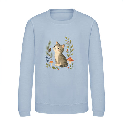 Kitten in the Pines Kids' Sweatshirt - Once Upon a Woodland Sky Blue colour variant image