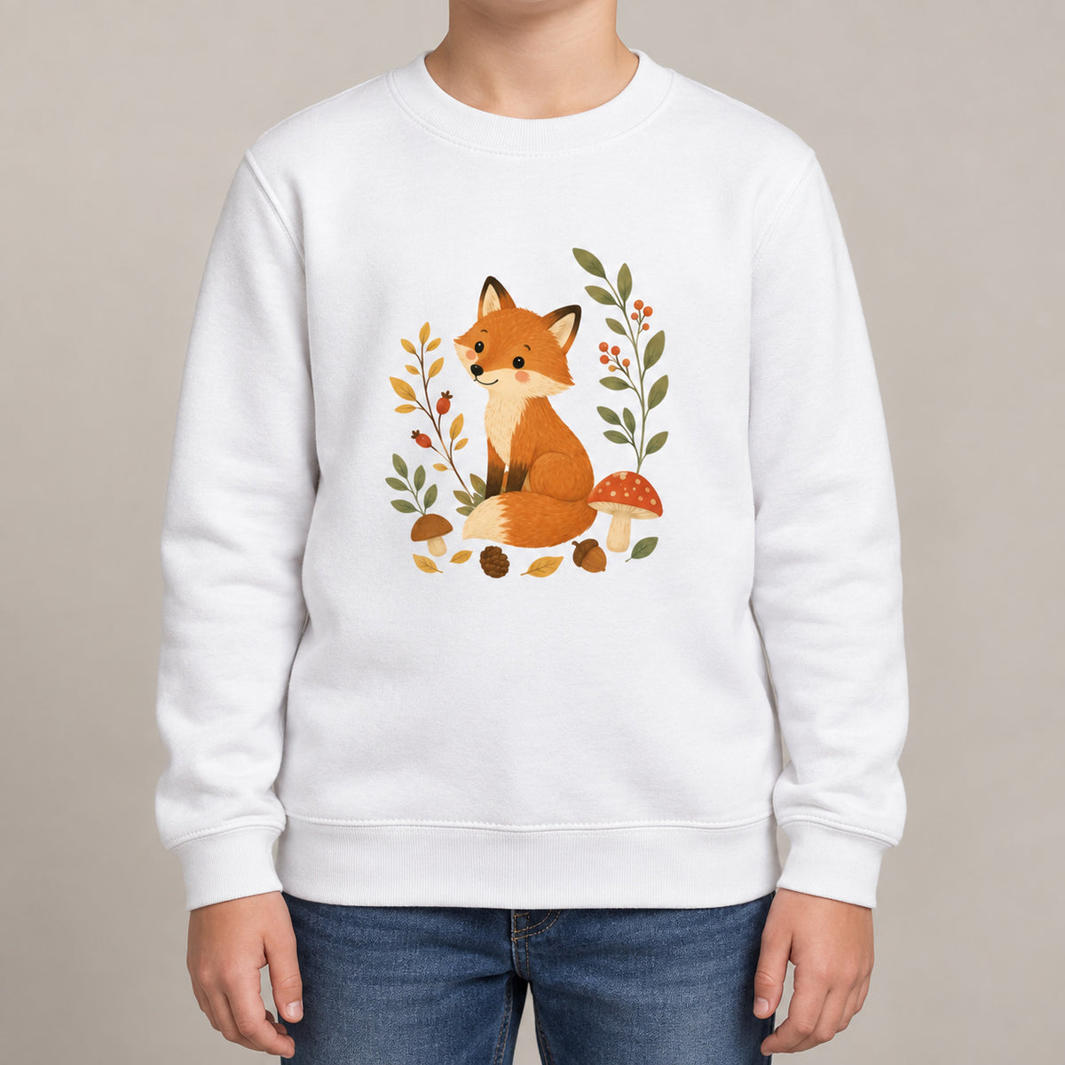 Fox Among the Toadstools Kids' Sweatshirt - Once Upon a Woodland lead image