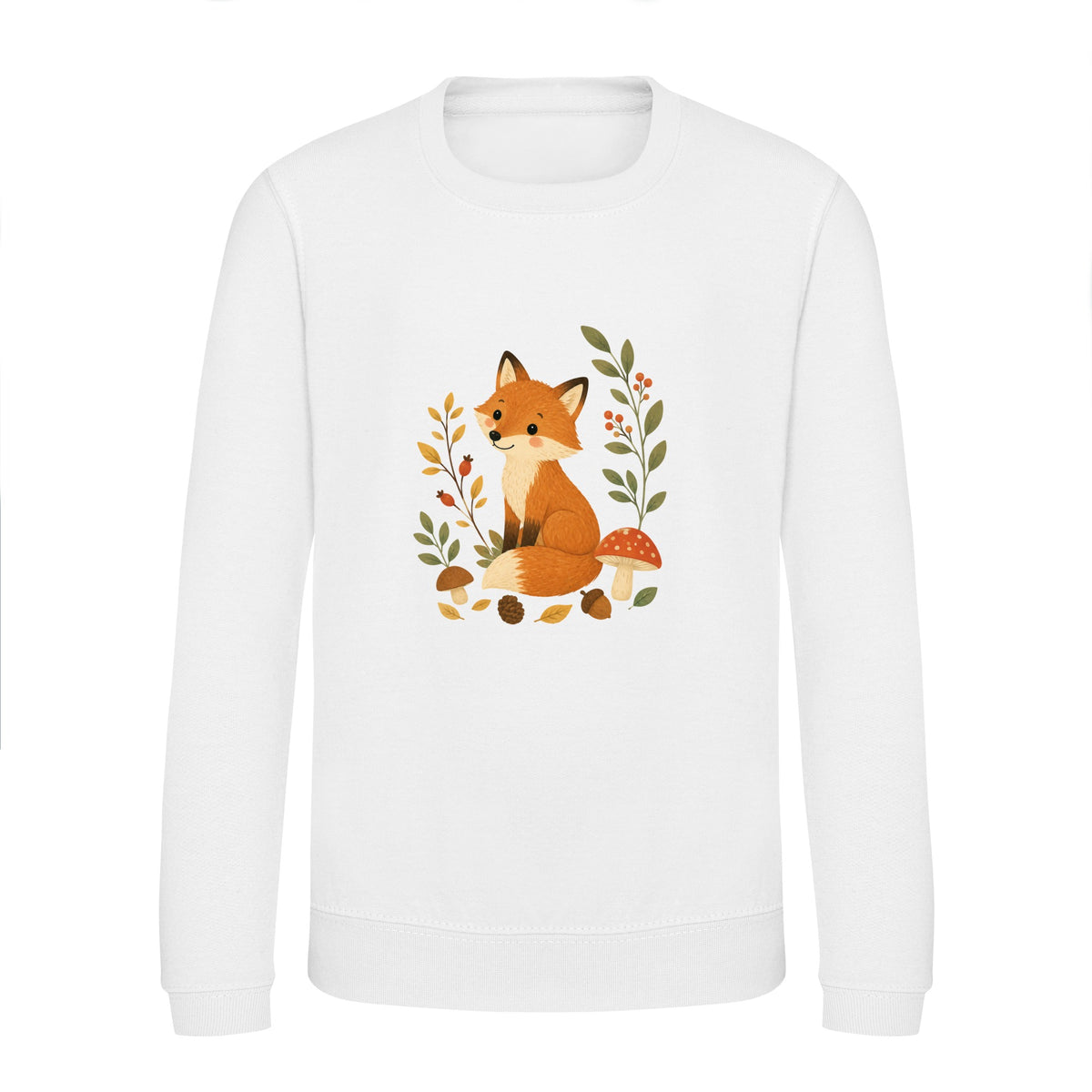 Fox Among the Toadstools Kids' Sweatshirt - Once Upon a Woodland Arctic White colour variant image