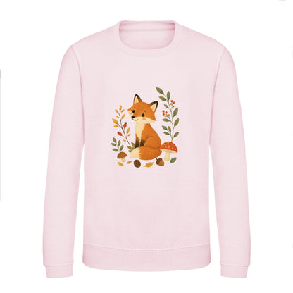 Fox Among the Toadstools Kids' Sweatshirt - Once Upon a Woodland Baby Pink colour variant image