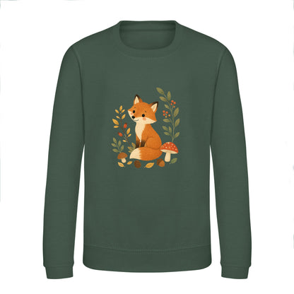 Fox Among the Toadstools Kids' Sweatshirt - Once Upon a Woodland Bottle Green colour variant image