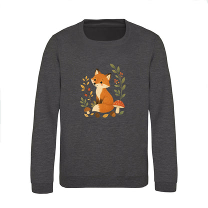 Fox Among the Toadstools Kids' Sweatshirt - Once Upon a Woodland Charcoal colour variant image